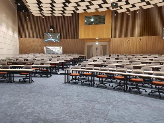 Modern auditorium room within James McCune Smith building at University of Glasgow