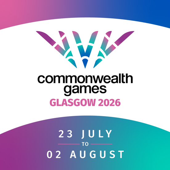 The official logo of Commonwealth Games Glasgow 2026 with the dates of the games taking place 23rd July - 2nd August